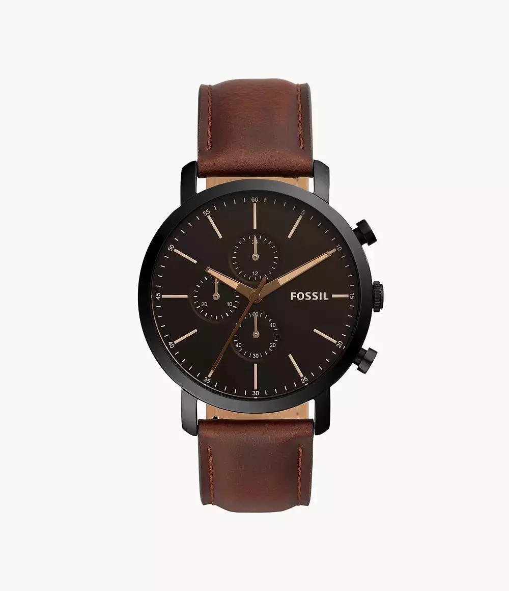 Jual Fossil Fossil Luther Chronograph Brown Leather Jam Pria 44MM
