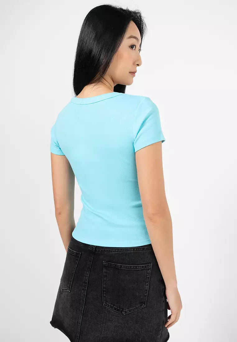 Goldie Rib V-Neck Short Sleeves Top