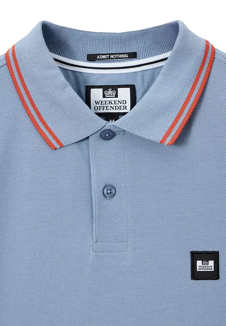 MENS BLUE SHADOW/SUNSET LEVANTO POLO WITH CONTRAST TIPPING