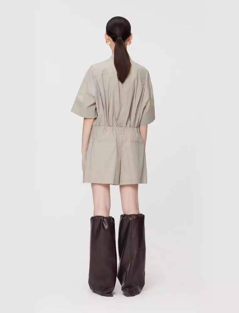 Short Sleeve Collared Utility Jumpsuit