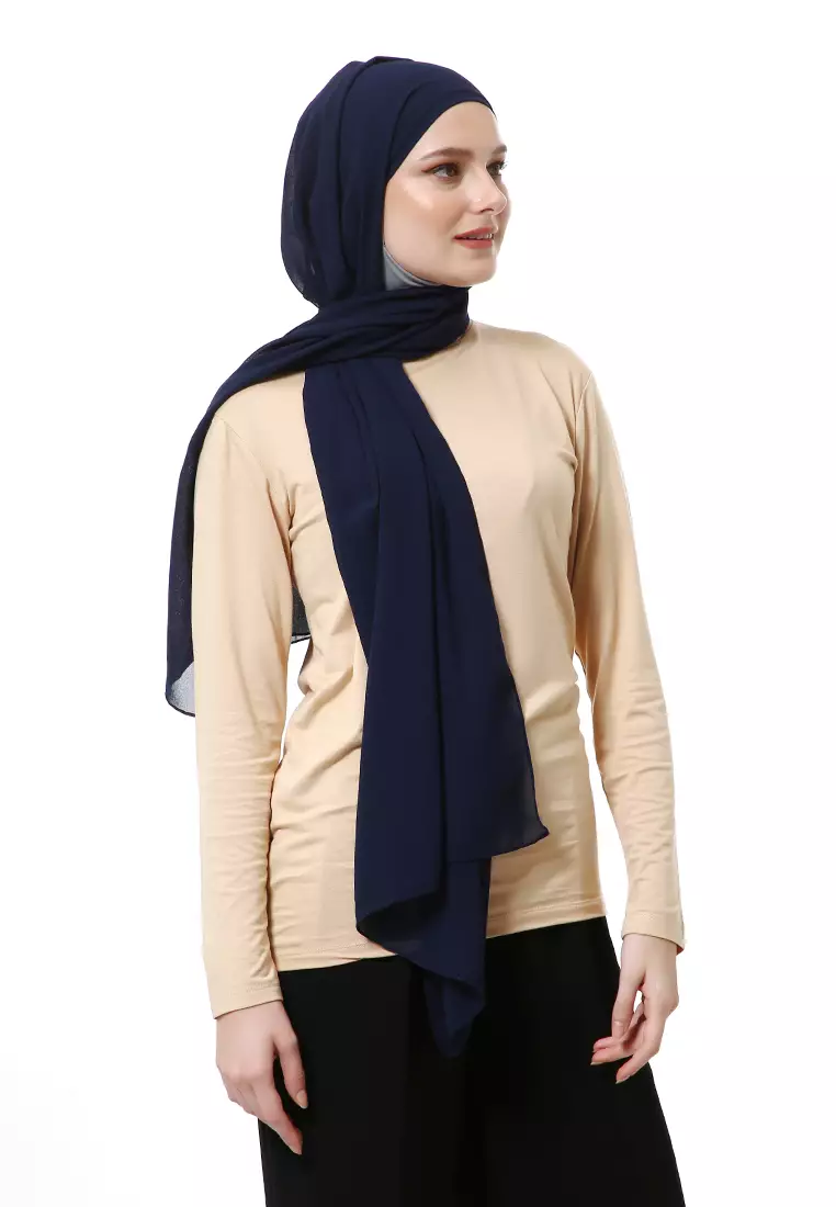 Zhalika Phasmina Motif Polos High Premium Quality - Navy