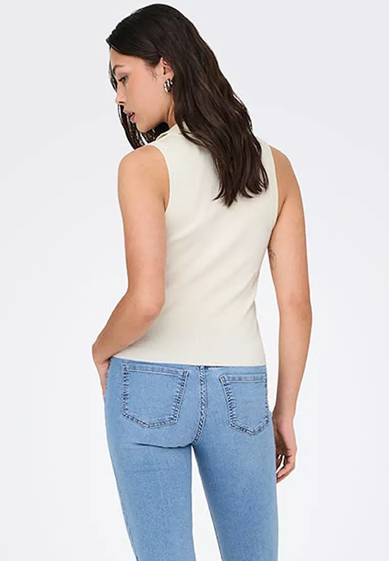 Sleeveless Knit Collar Top