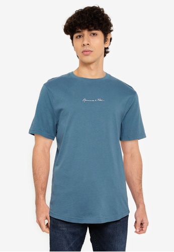 Abercrombie & Fitch blue Curved Hem T-Shirt B5076AA3EAD607GS_1