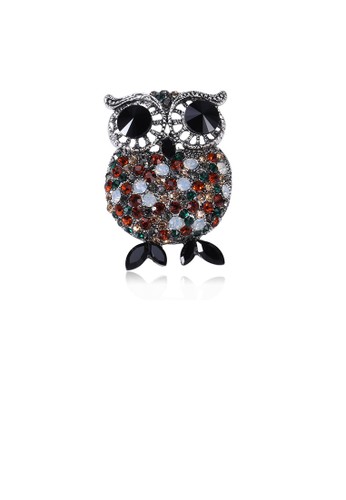 Glamorousky black Fashion Brilliant Owl Brooch with Cubic Zirconia A29A6AC0025319GS_1
