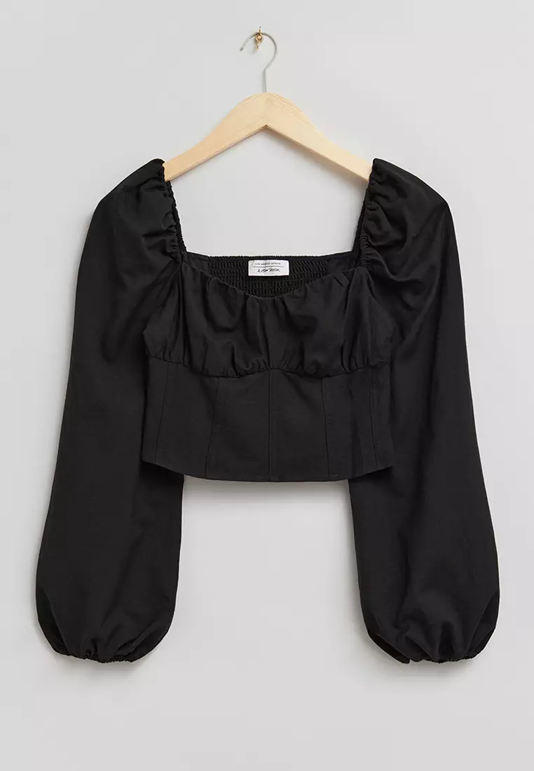 Fitted Smocked Back Corset Blouse