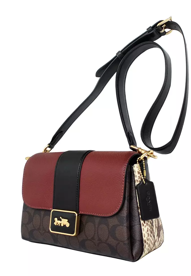 Buy Coach Coach Grace Shoulder Bag In Signature Canvas Dark Brown