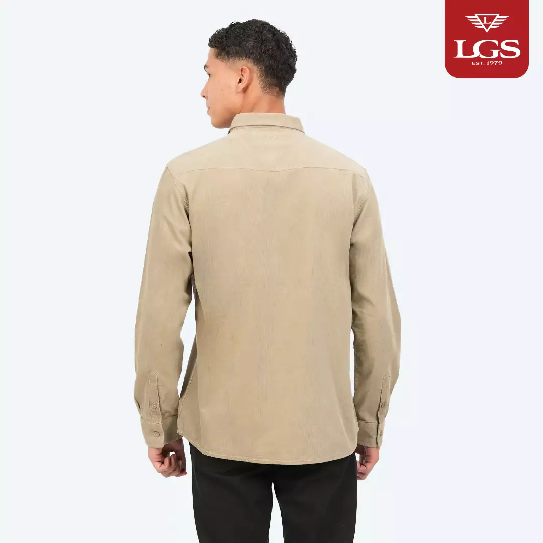 LGS - Kemeja Casual Pria - Lengan Panjang - Polos - Kantong Saku Aktif - Coklat - JSH.360.S2073F.1024.C-L/S