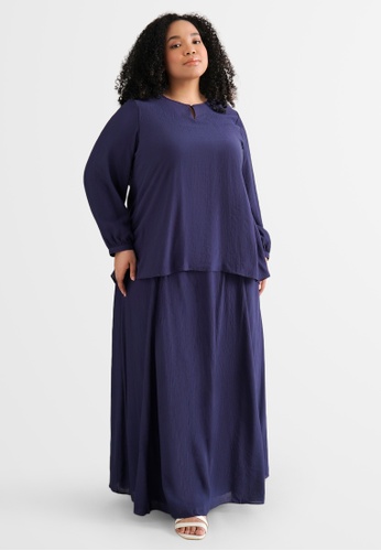 Mis Claire Mis Claire Plus Size Rafana Relax Raya Textured Flowy Kurung ...