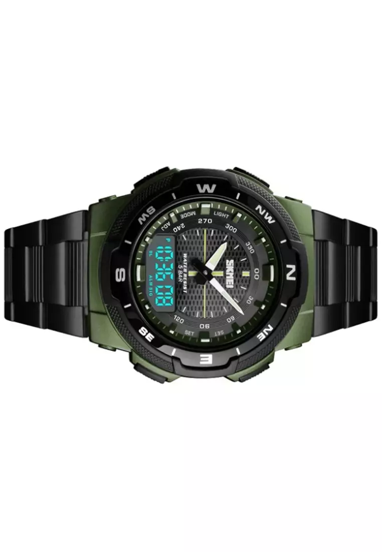 Jam Tangan Kasual Digital Analog Pria Waterproof Many Function Strap Tali Material Stainless Steel II99 ORIGINAL