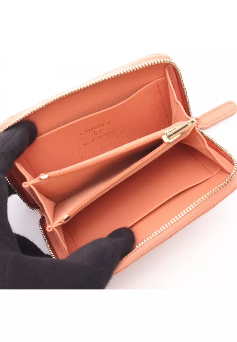 Pre-Loved Chanel matelasse coin purse lambskin pink beige gold hardware