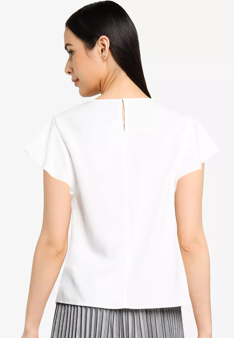 Ruffled Cap Sleeves Blouse