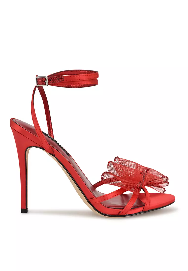 Discount on Nine West  shoes - SKU: Minky2 Bow Heeled Sandal Medium Red