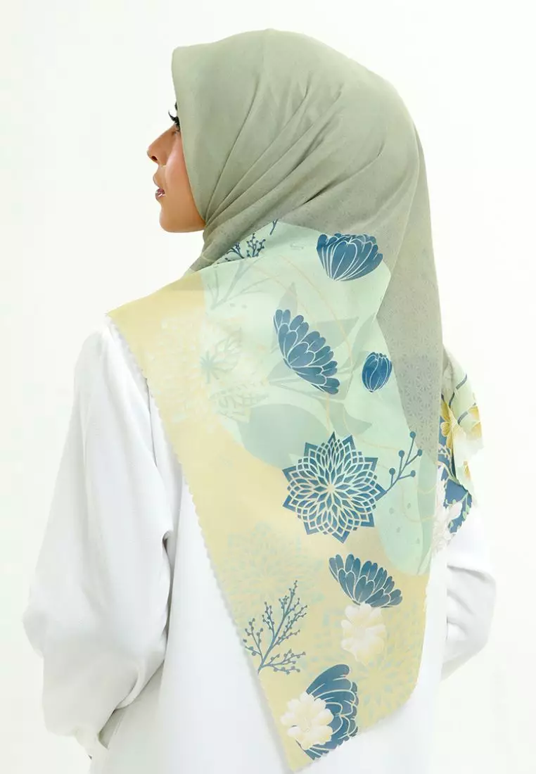 Rabbani - Kerudung Segi Empat Motif Tetra Naula H0 - Calla Green