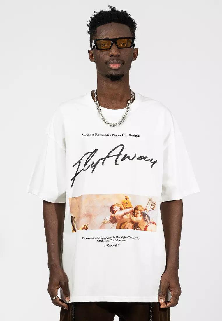 white t shirt with writing