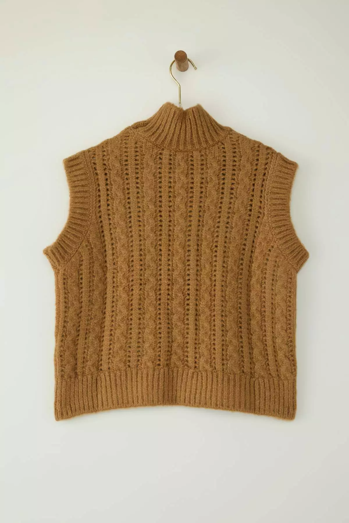 Camel Soft Textured Sequin Embroidered Knitwear Sweater