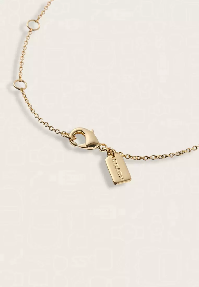 Coach Quilted C Tag Pendant Necklace