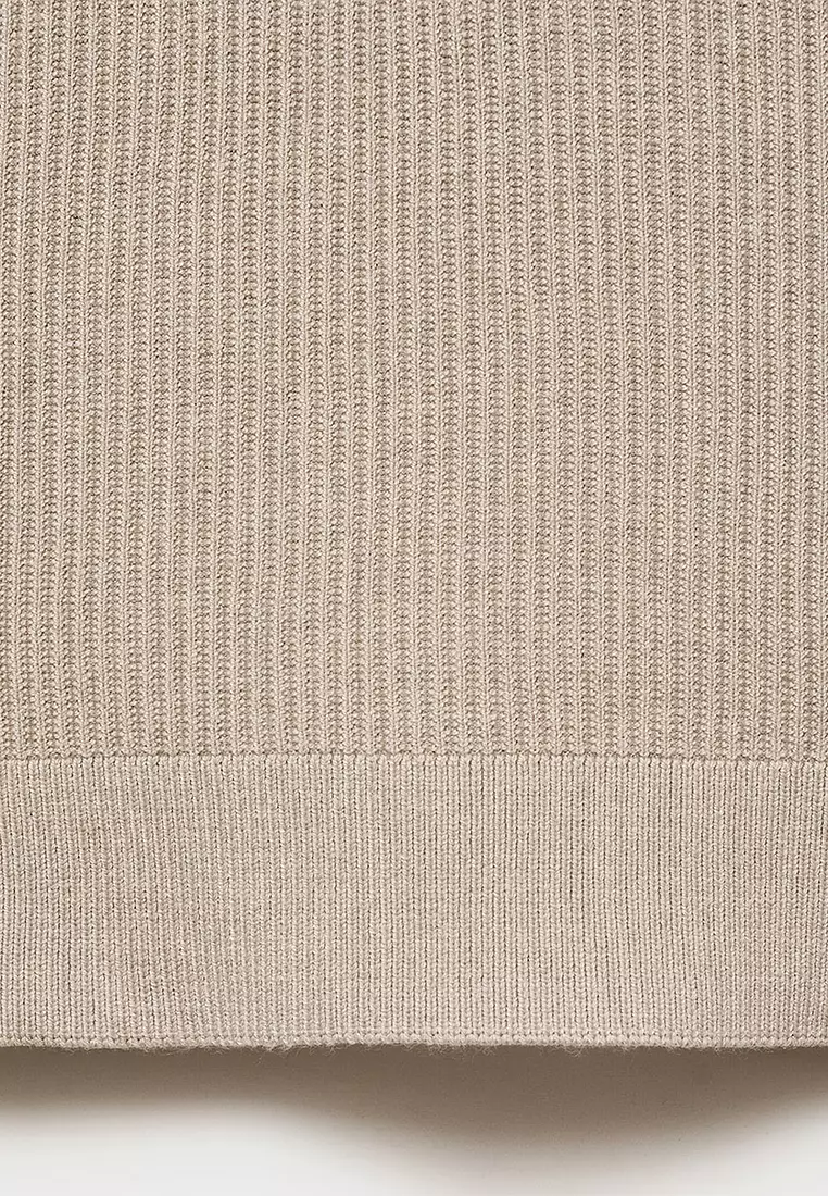 Cotton-Blend Ribbed Polo Sweater