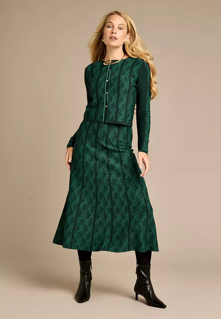 Katie Navy Knitted Jacquard Top