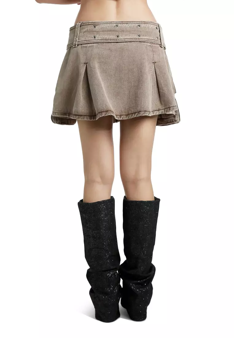 Cafe Mini Pleated Cargo Skirt