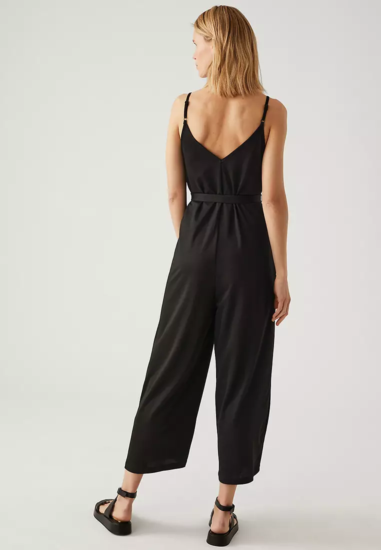 Jersey Cropped Wide Leg Jumpsuit