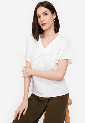 ZALORA WORK white Flare Sleeves Top D4832AAFD64866GS_1