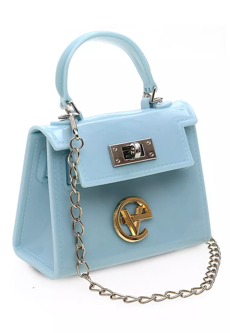 Tas Mini Tali Rantai Slingbags Jelly Design Elegant Wanita - Light Blue