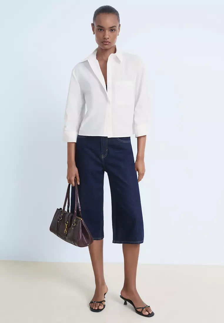 Rhinestone Cropped Shirt