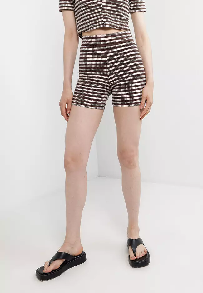 Length Ribbed Legging Shorts