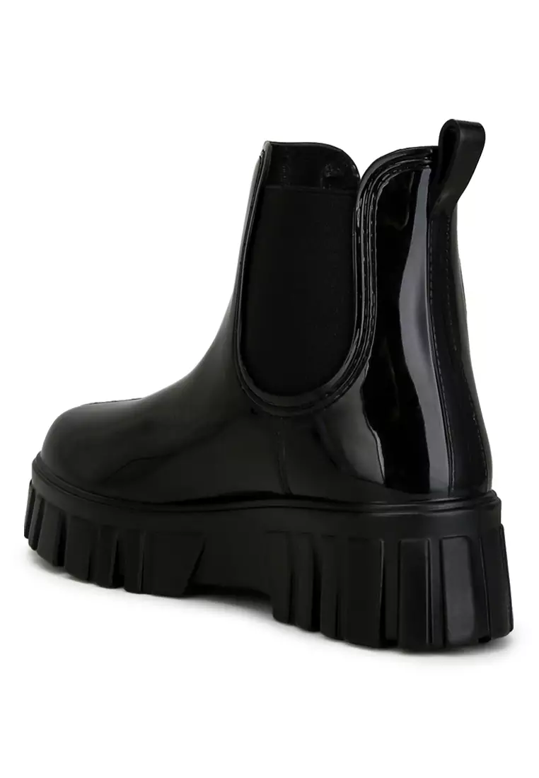 Chunky Chelsea Rain Boots In Black