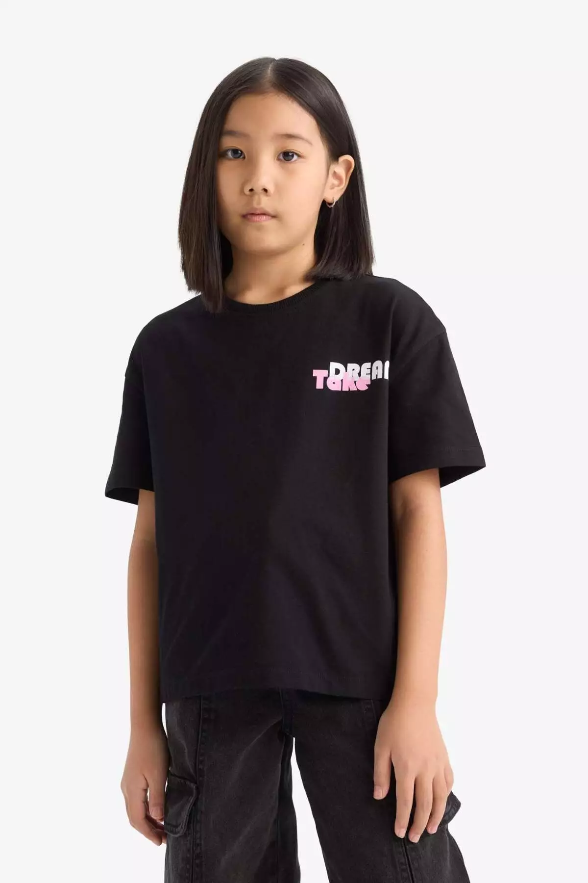 Girls' Relax Fit Crew Neck Srt Printed Short Sleeve T-Shirt E0354A825Sm