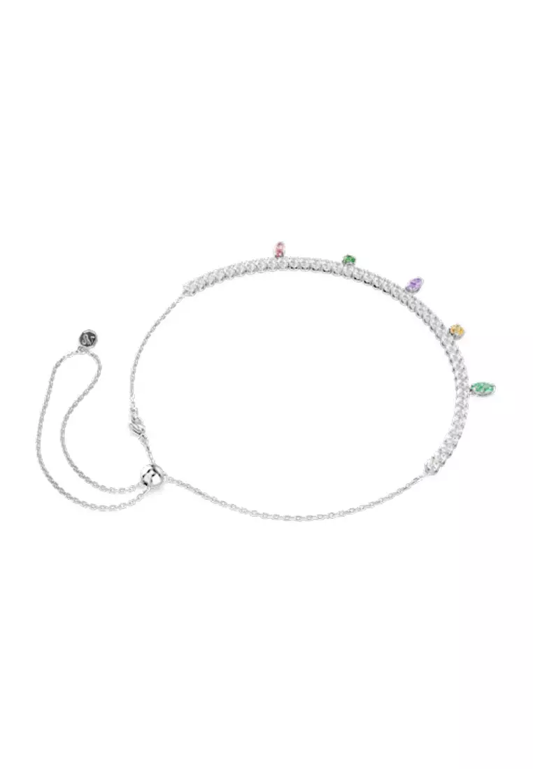 Ariana Grande x Swarovski Tennis necklace, Mixed cuts, Multicolored, Rhodium plated