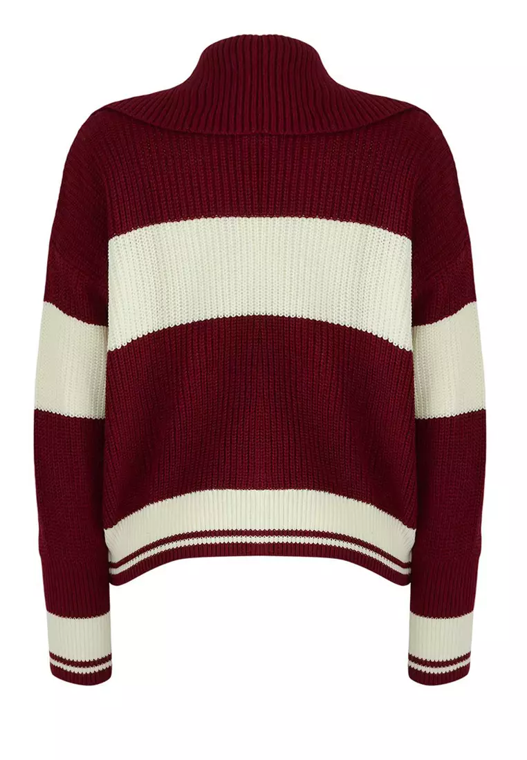 Striped Zipper Sweater
