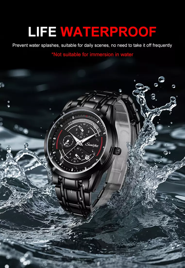 Jam Tangan Pria Original Kuarsa Mode Tanggal Tali Stainless Steel Bercahaya Jam Tangan Cowok 9036 white