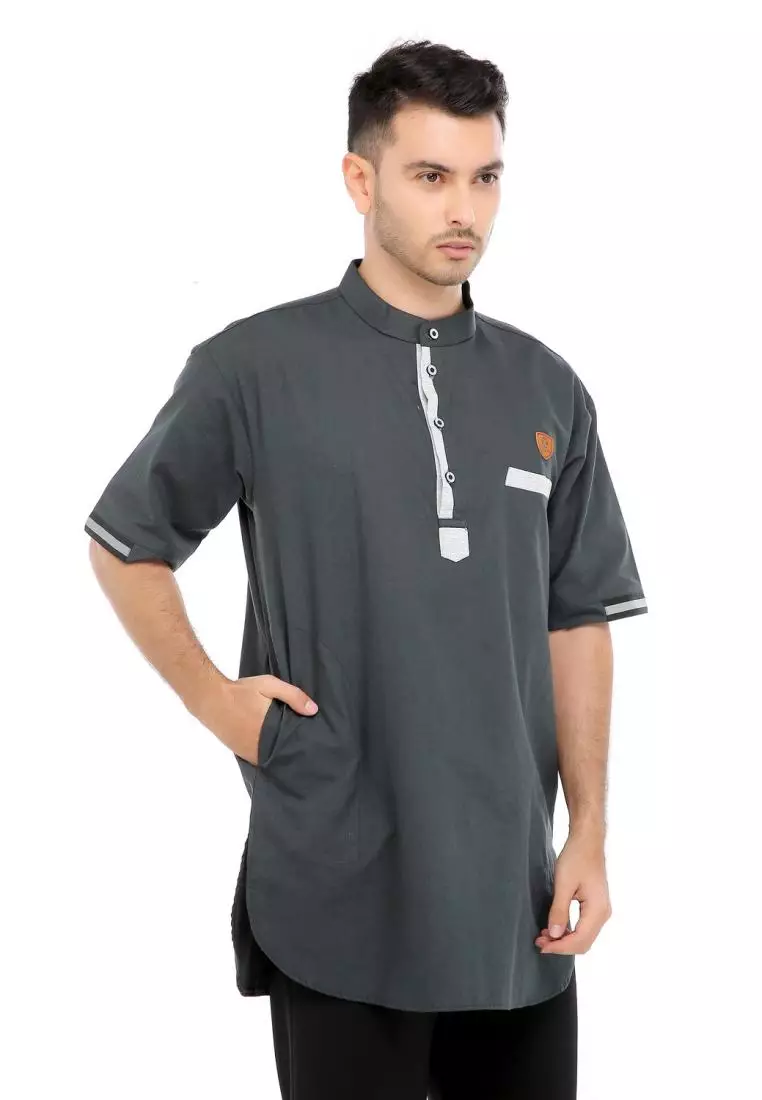 Baju Koko Gamis Muslim Pria Syakil - Hitam