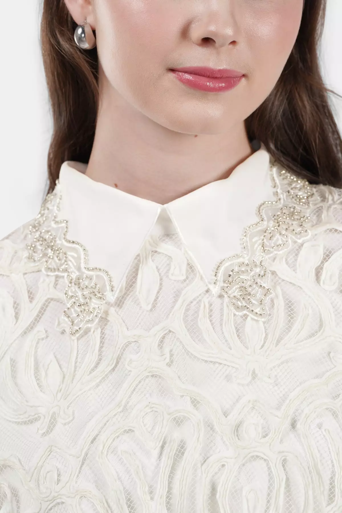 Benang Jarum Black Label - Ethereal Drawstring Blouse - Cream