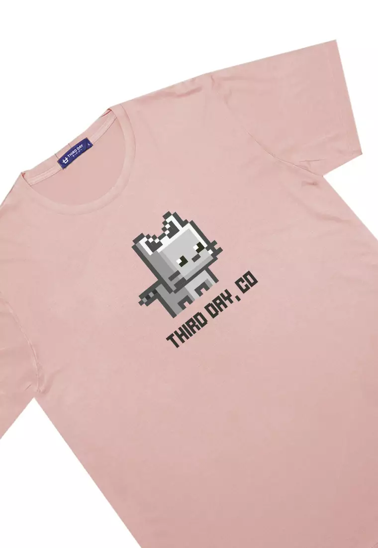 MTM52 kaos t shirt pria instacool thirdday kucing pixel pink