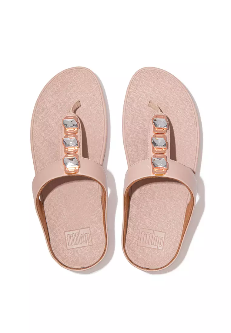 FitFlop FINO Crystal Lock Toe-Post Sandals - Beige (DA8-137)