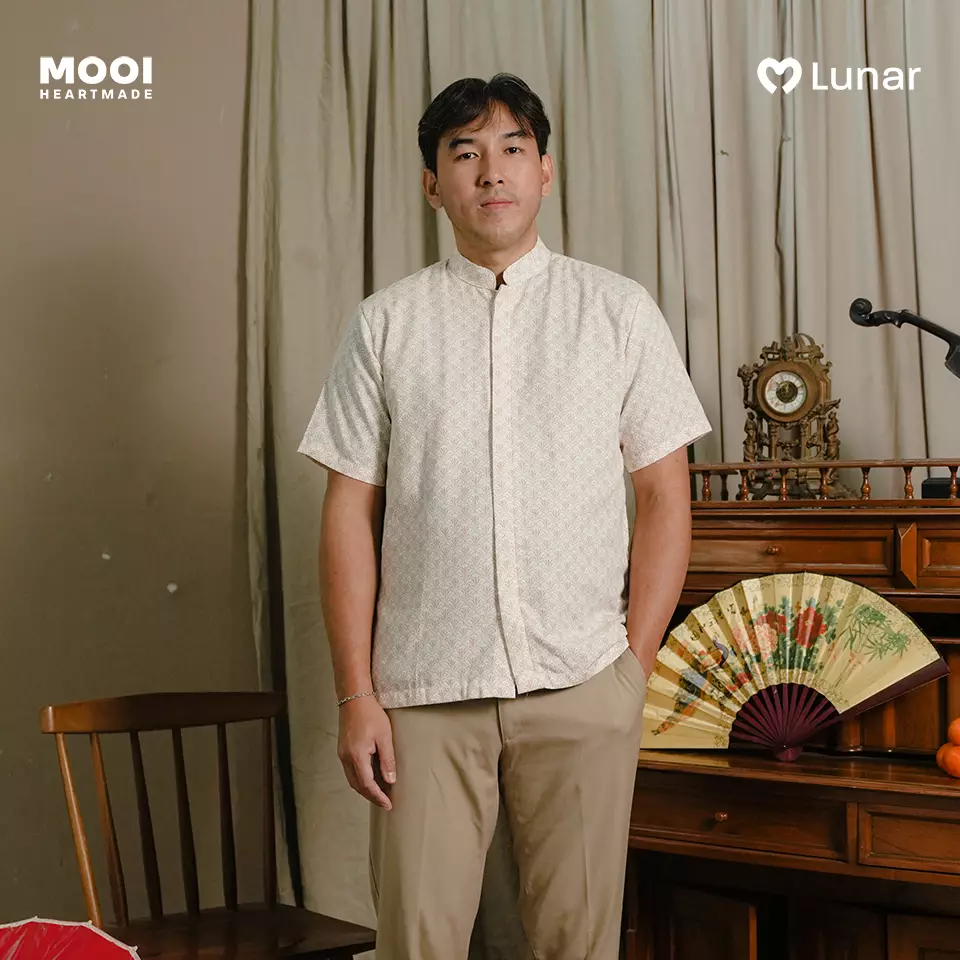 Mooi Kemeja Dewasa Lunar Collection Fen Mandarin Shirt Adult - Cream