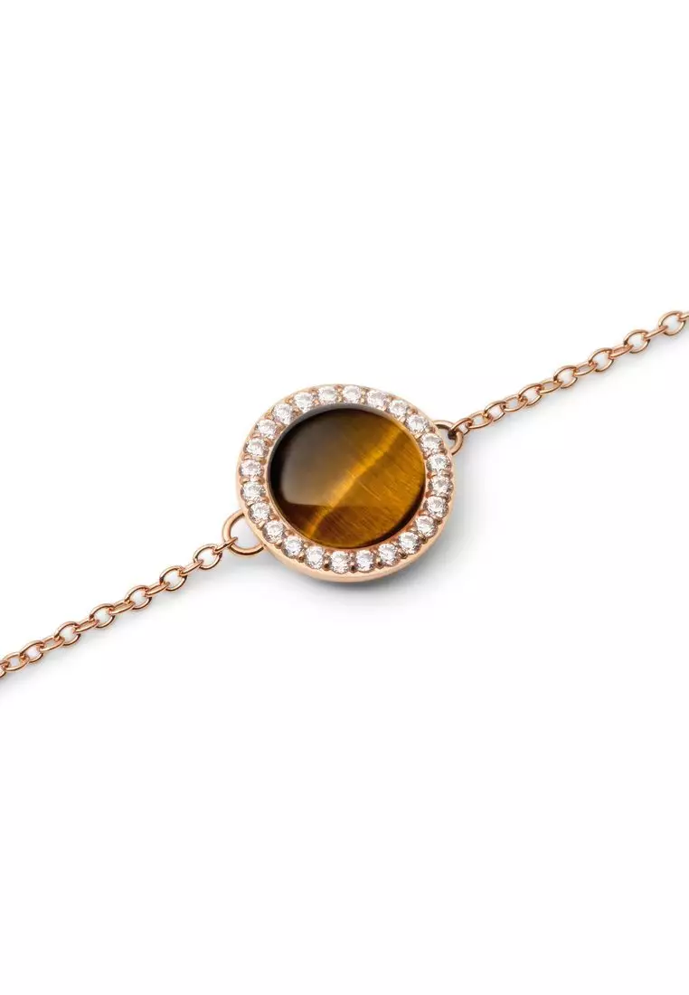 Audrey Bracelet Tiger Eye Rose Gold - Unisex Bracelet for women and men stainless steel Bracelet DW Official Authentic Original gelang tangan perempuan lelaki DW