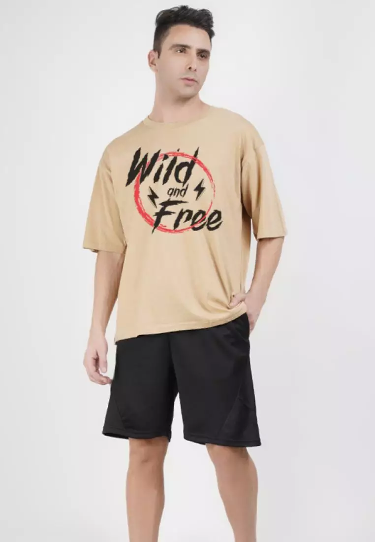 大廓形 Wild N Free 米色棉质短袖休闲版型 T