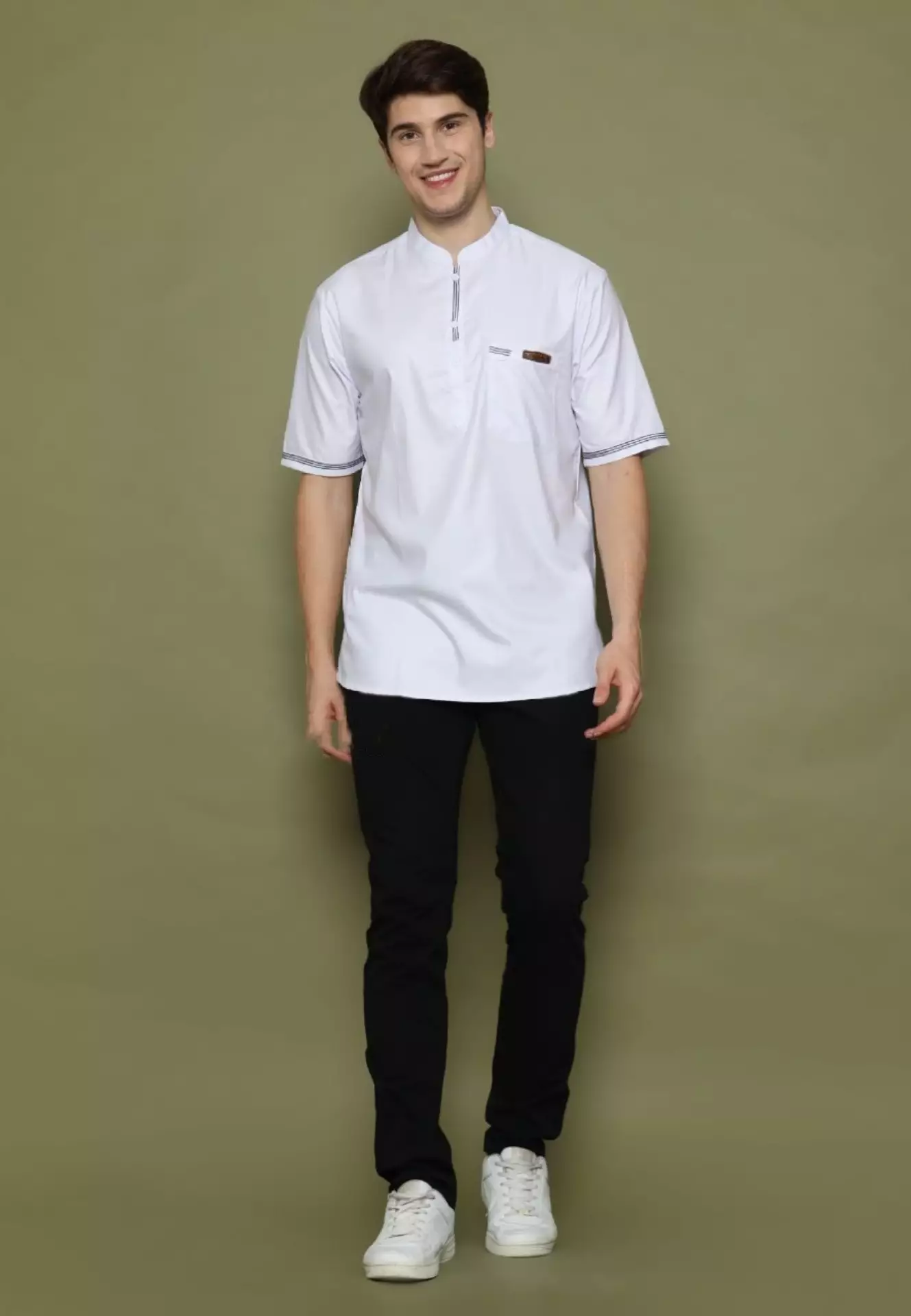 Rafardhan Putih Koko Polos Exclusive Pria Casual Modern Lengan Pendek WAFA