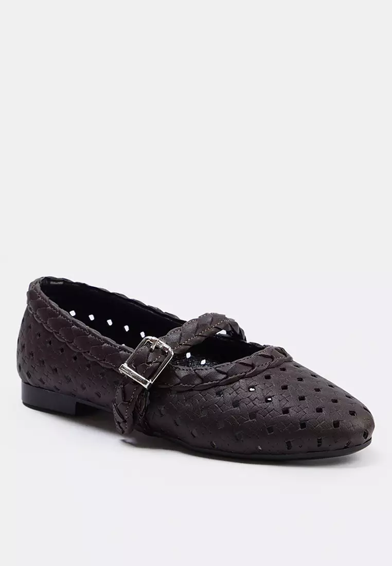 Weaved Mary Jane Flats