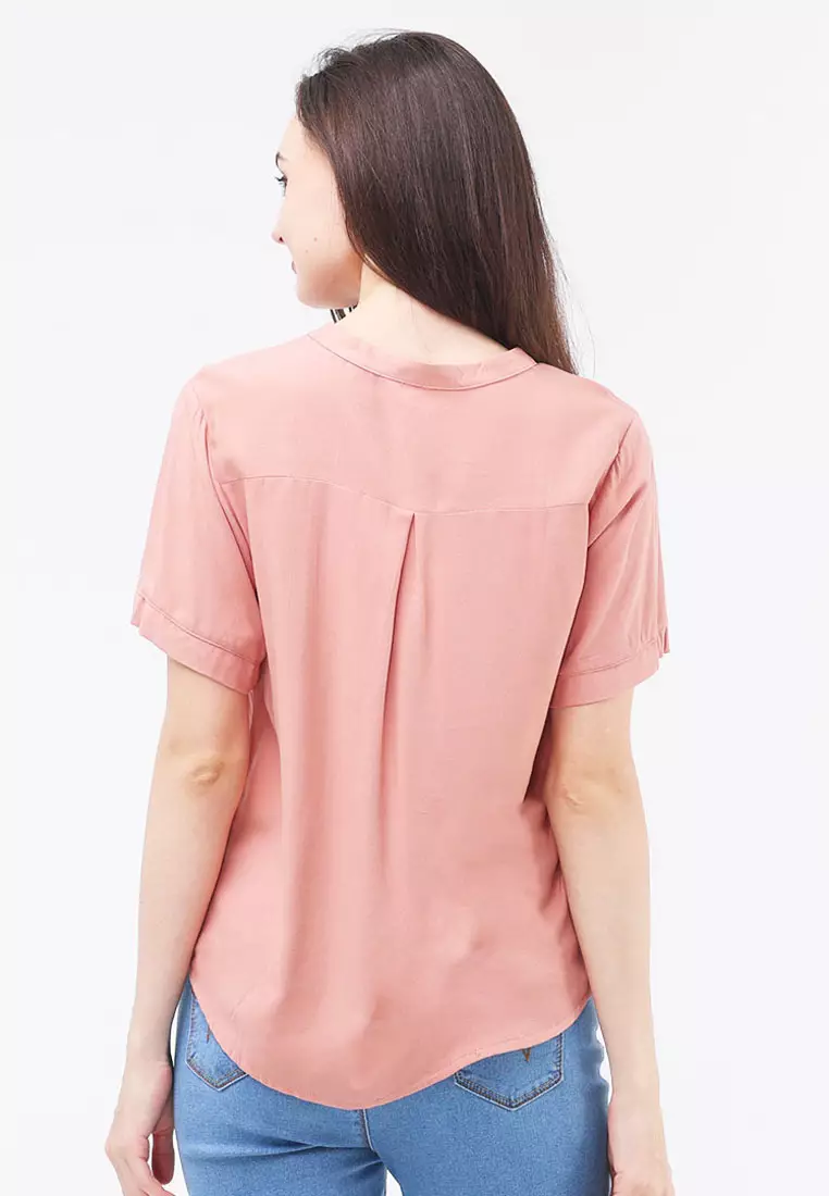 Short Sleeves Chinese Collar Blouse