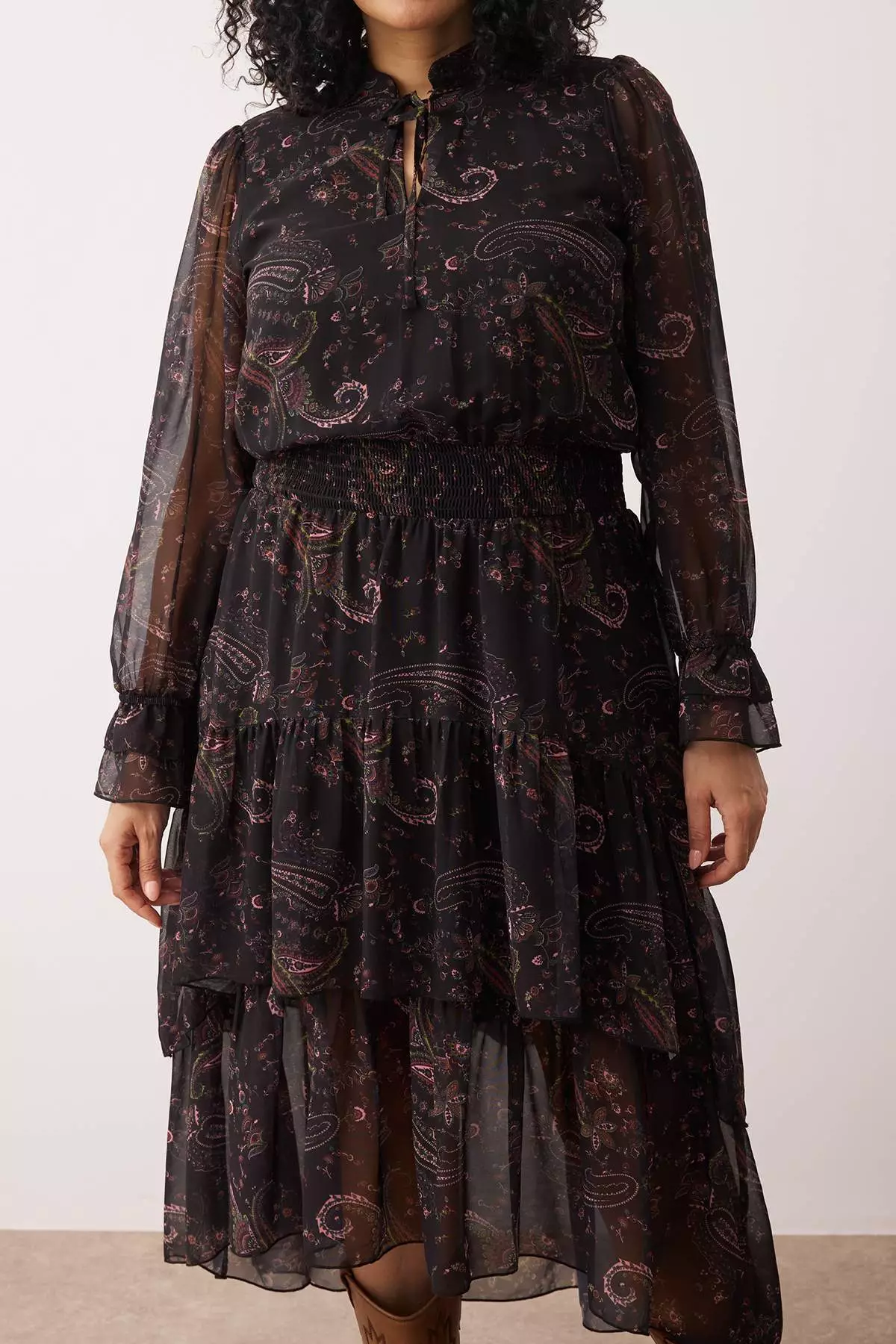 Multicolored Chiffon Woven Plus Size Dress