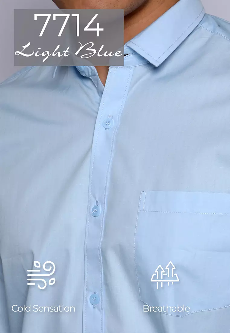 Simple Perfect Kemeja Pria Lengan Panjang Polos | Premium Solid Basic Shirt Gallant 7714 Lightblue
