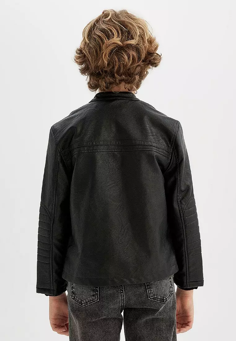 Water Repellent Faux Leather Jacket Coat