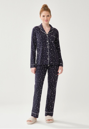 Buy DAGİ Navy Pyjama Bottom, Star Print, Normal Fit, Straight Cut, Long  Sleeve Homewear And Sleepwear for Women 2023 Online | ZALORA Singapore