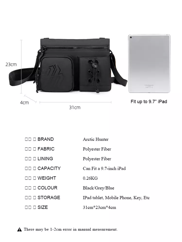 Arctic Hunter K00535 Tas Selempang Sling Messenger Bag Pria Ringan - BLACK