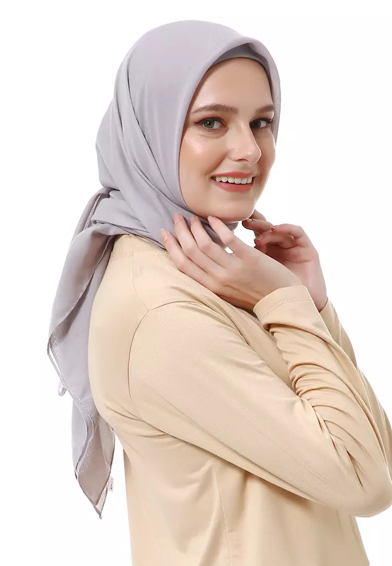 Vierra Jilbab Segiempat Paris Polos Premium Best Style - Grey