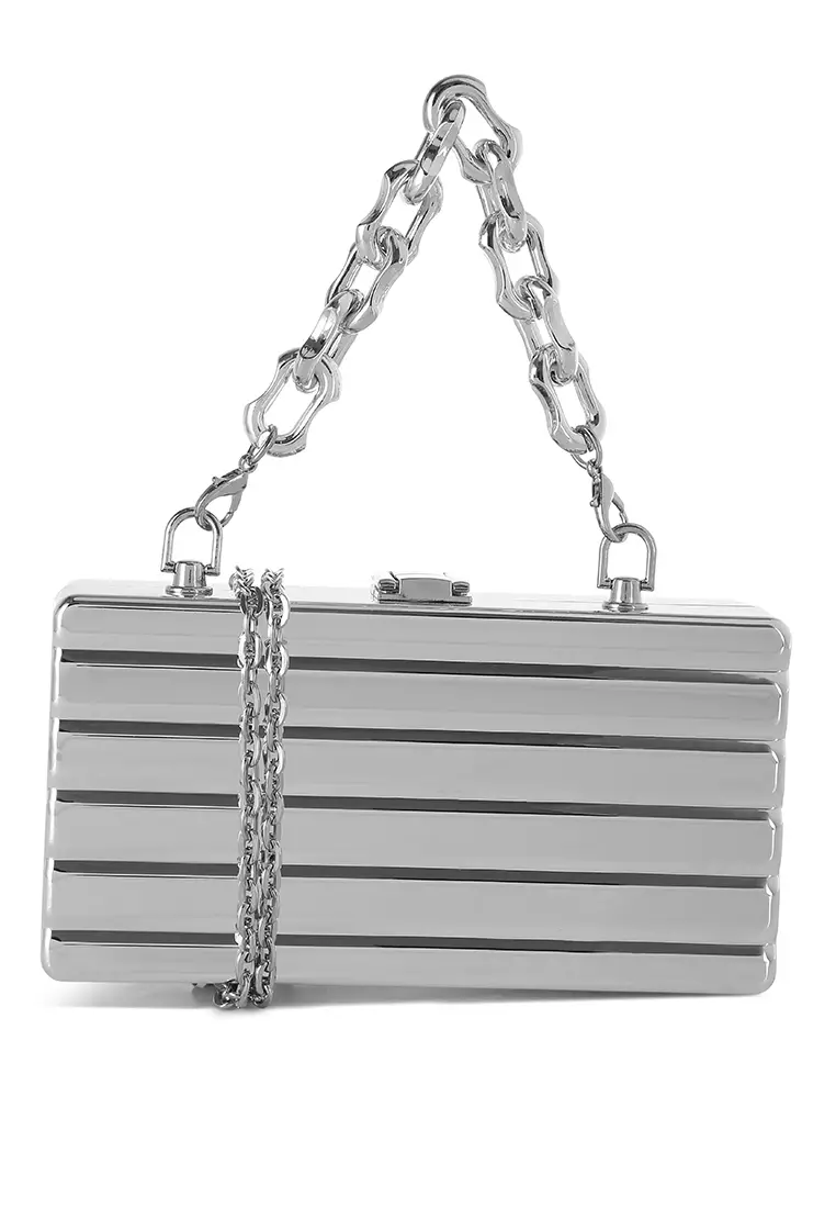 Silver Metallic Mini Box Purse
